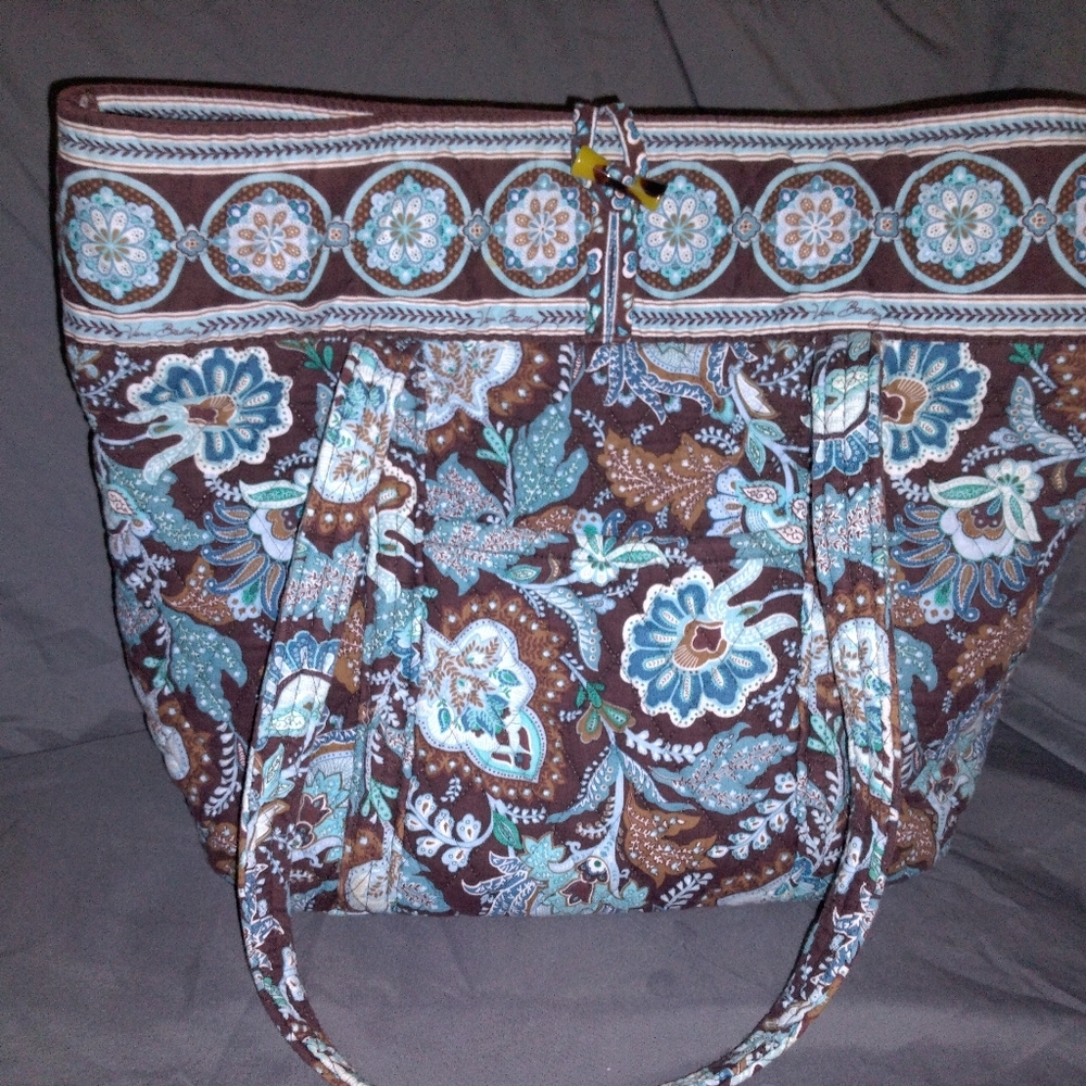 Vera Bradley java blue and brown tote bag